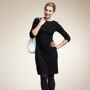 Boob Designs Long Sleeve Boat Neck Black Maternity/Nursing Dress, MSRP $109, XL